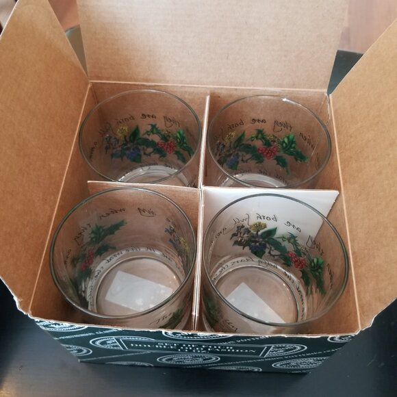 Portmeirion Glassware Set of FOUR (4) Double Old Fashion - The Holly & The Ivy - Picture 4 of 7